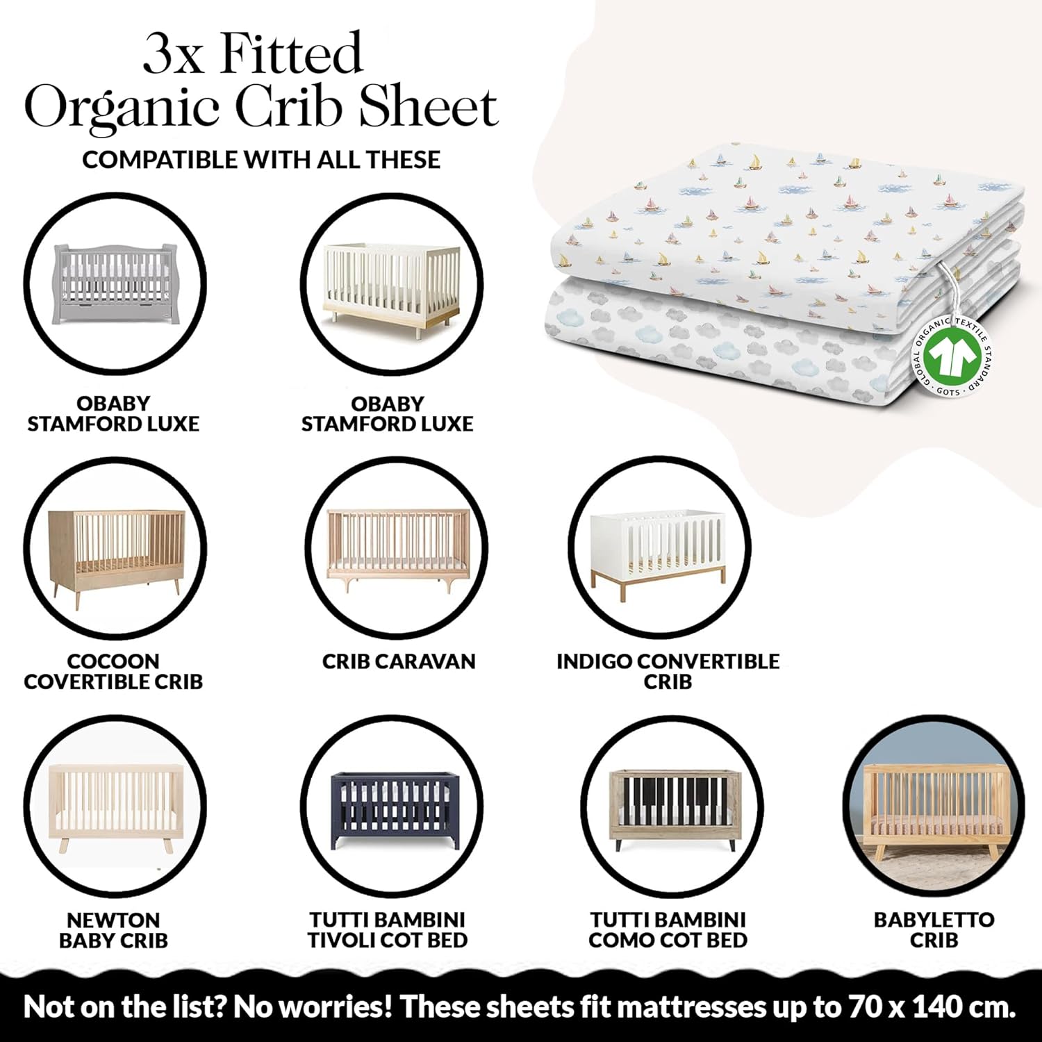 100% Organic Crib Fitted Sheets (3-Pack)