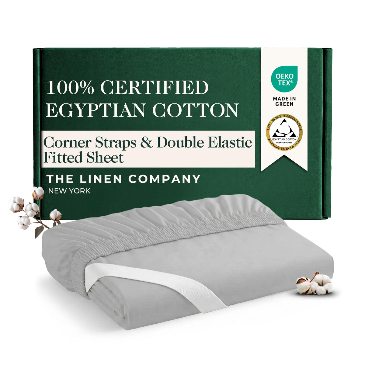 Dark grey Egyptian cotton blend sateen fitted sheet