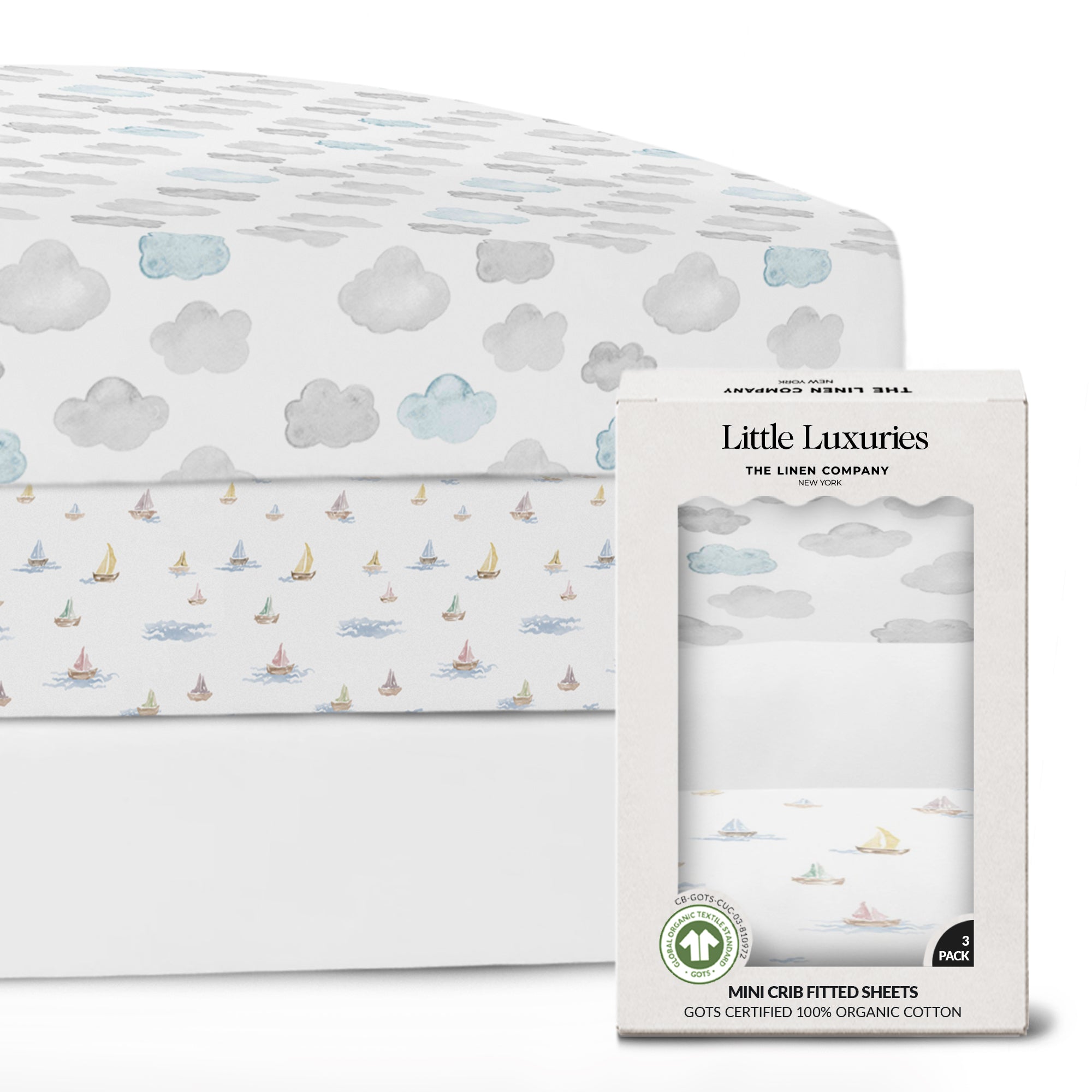 100% Organic Crib Fitted Sheets (3-Pack)