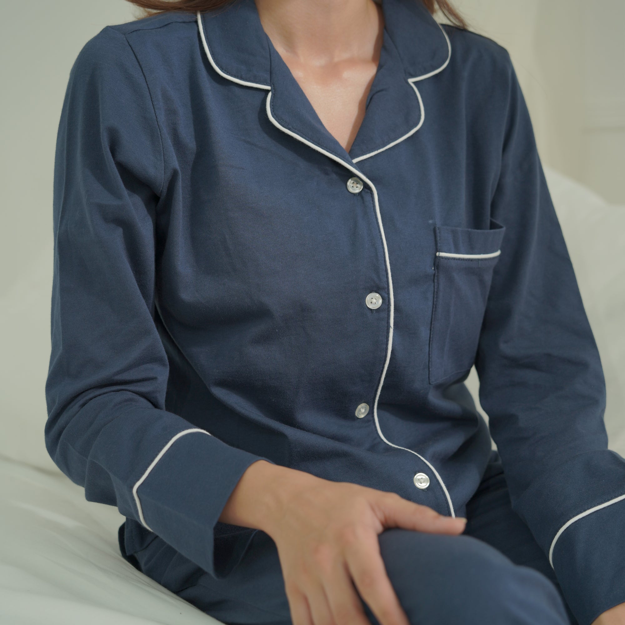 Navy Luxury Cotton Sleepwear