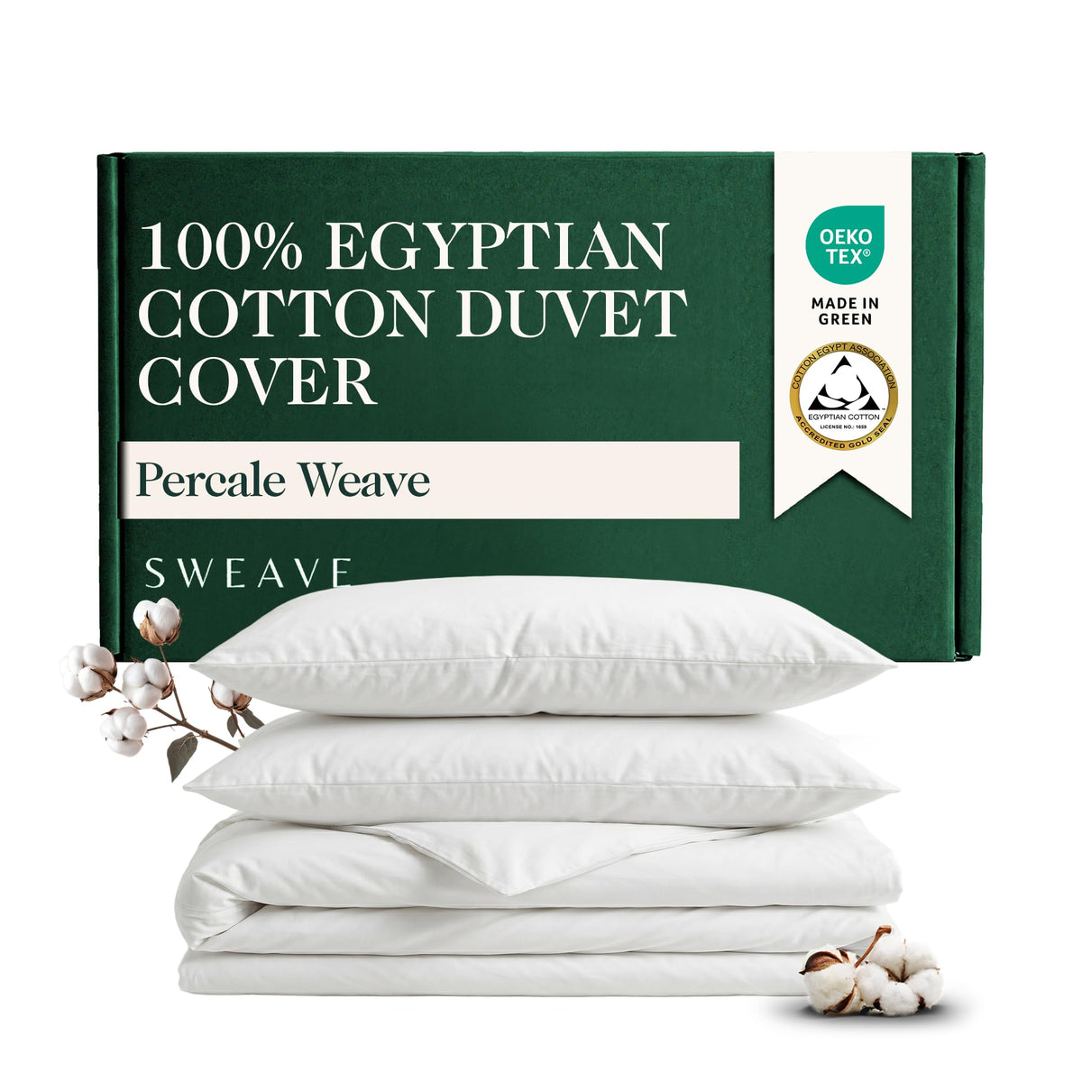 Egyptian cotton percale duvet cover set