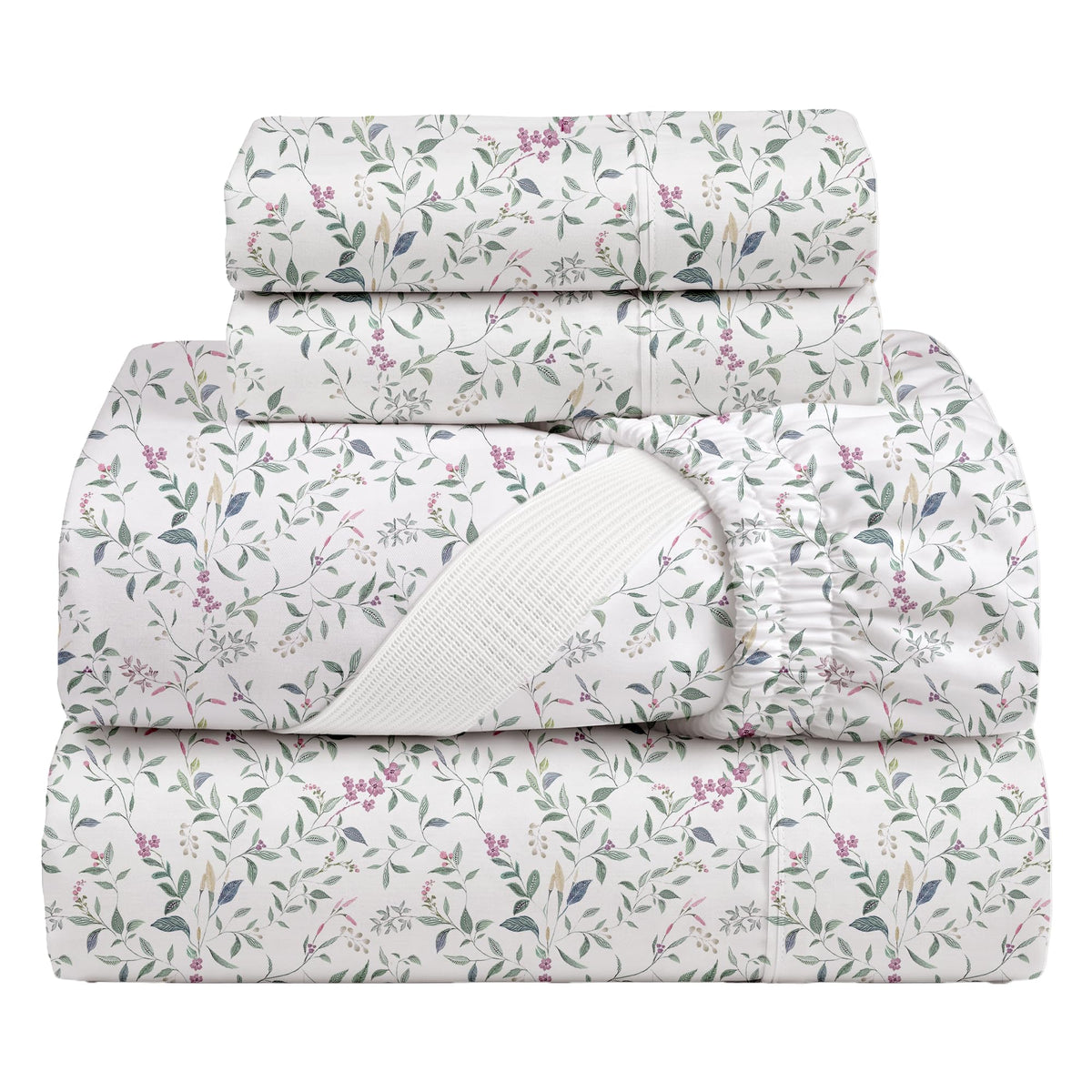 Botanique sage vine botanical cotton percale sheet set
