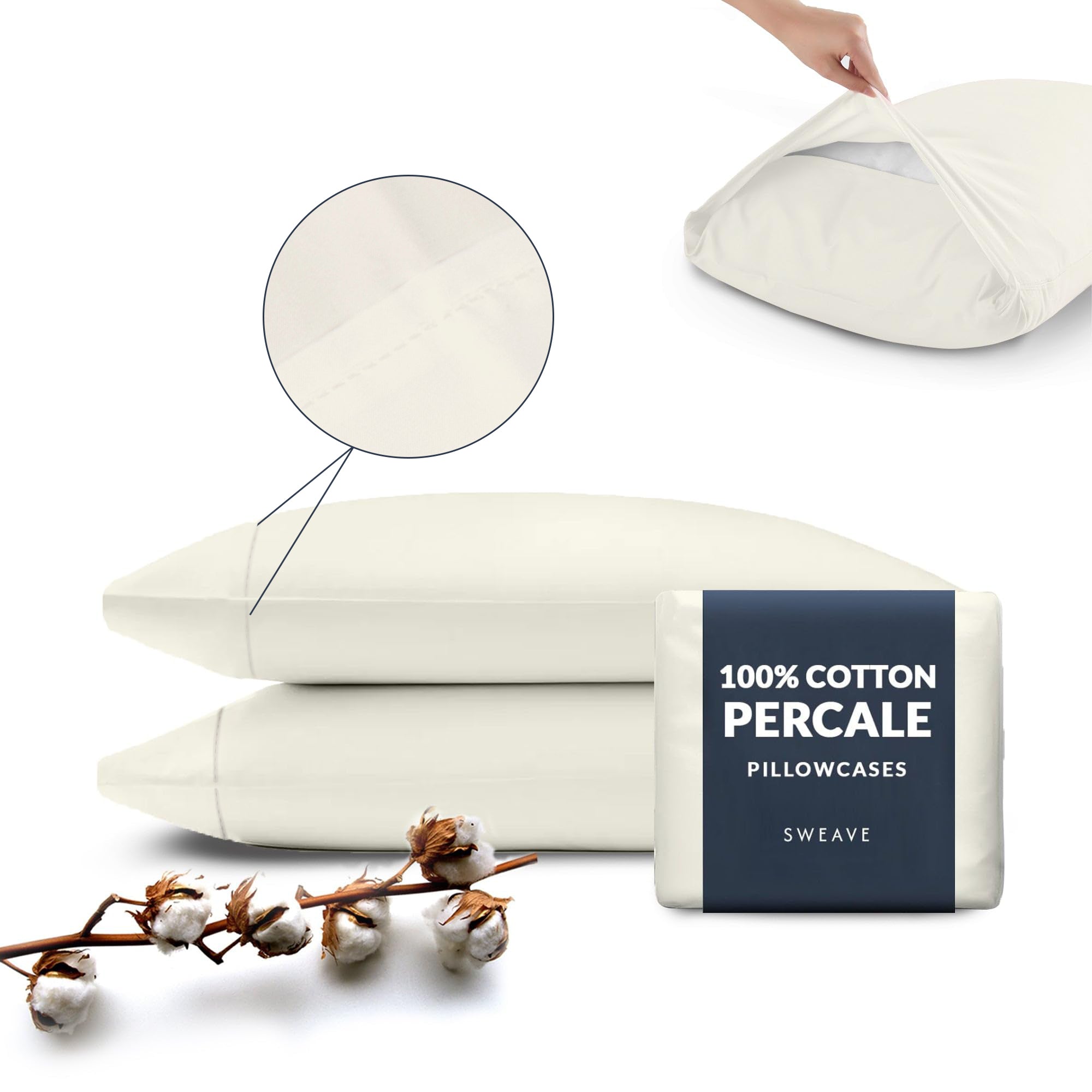 Ivory Egyptian Cotton Percale Sheets