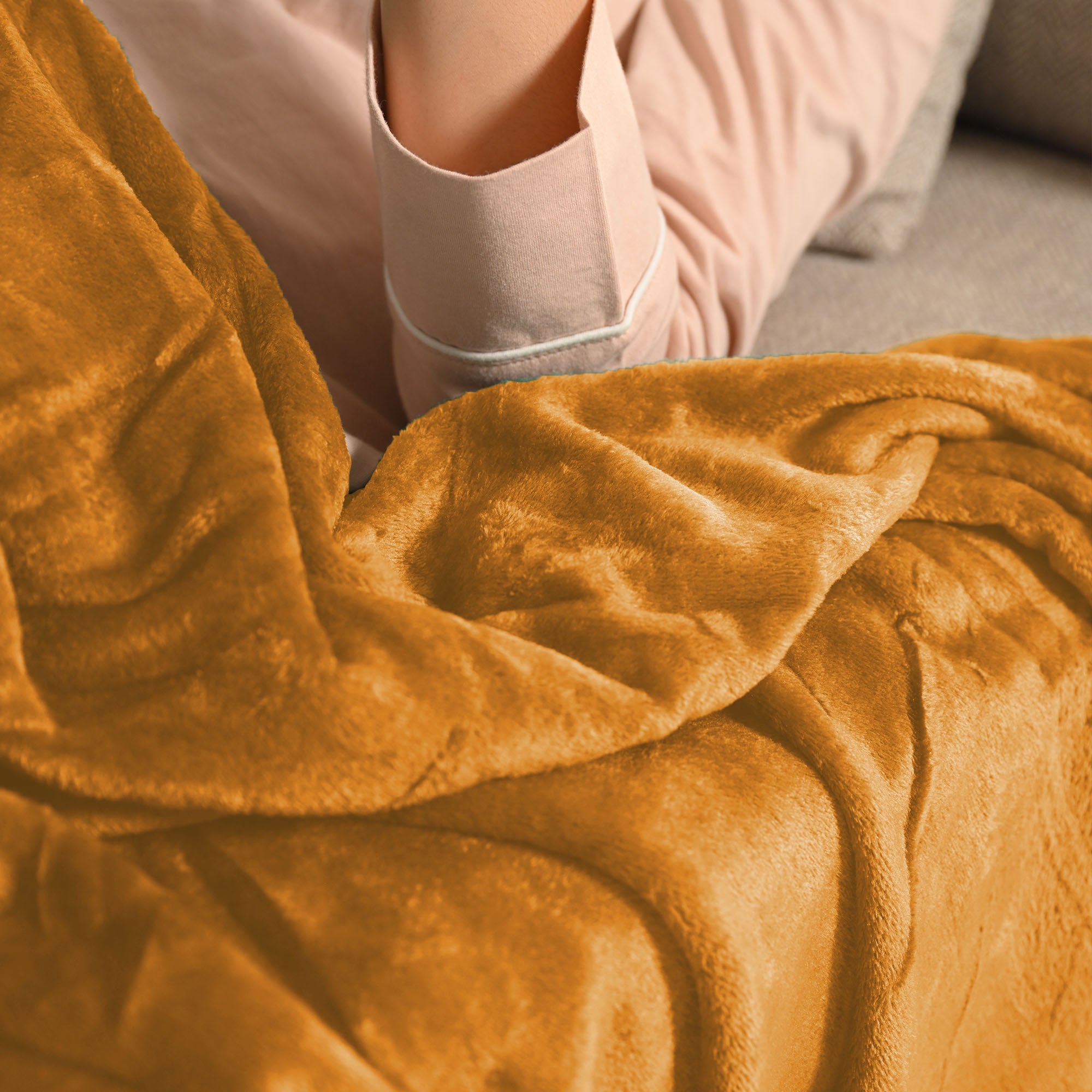 Mustard Microfiber Plush Blanket