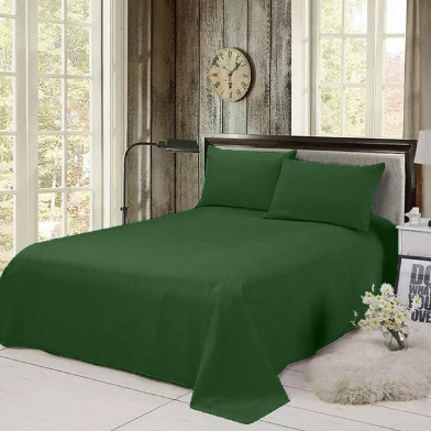 Bottle Green Solid Bed Sheet Set