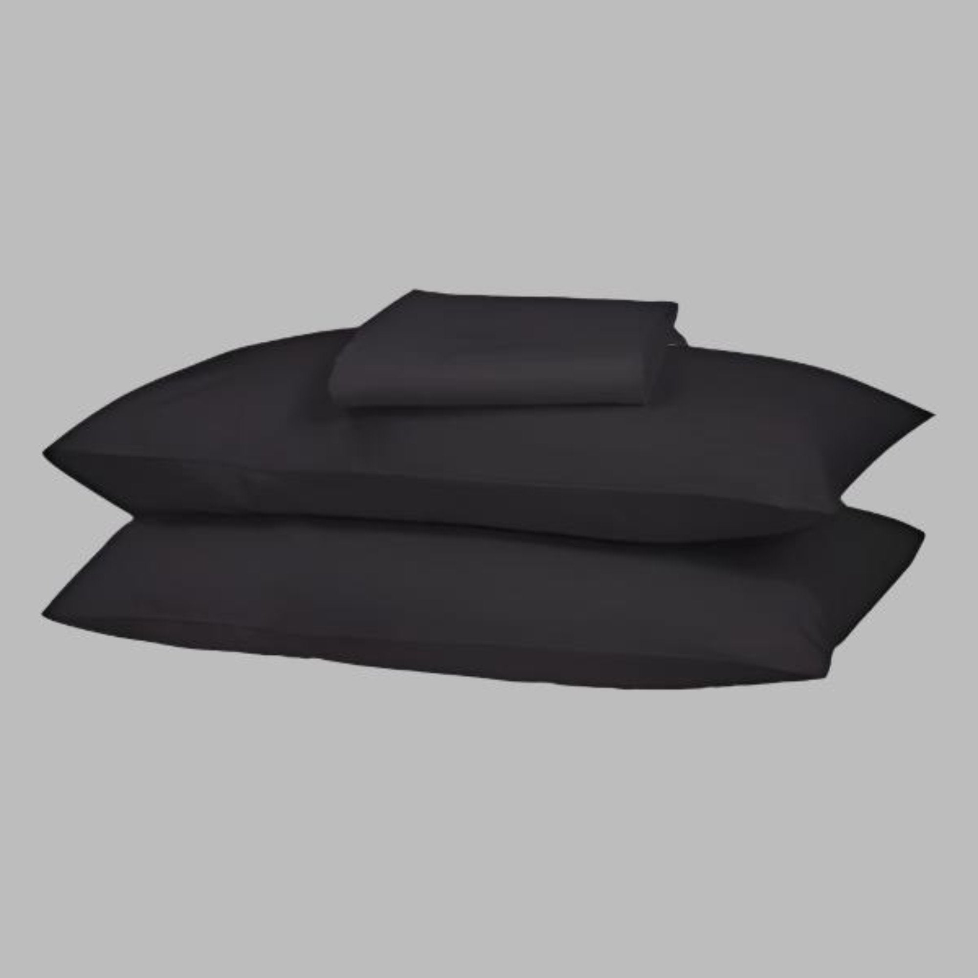 Black Solid Bed Sheet Set - THE LINEN COMPANY