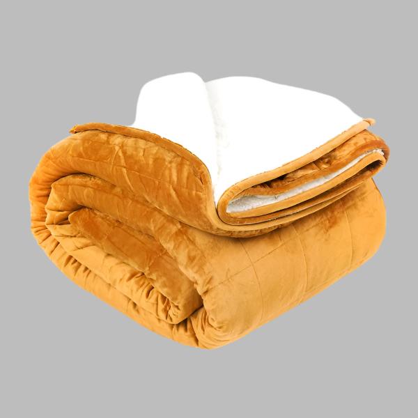 Camel Sherpa Weighted Blanket - THE LINEN COMPANY