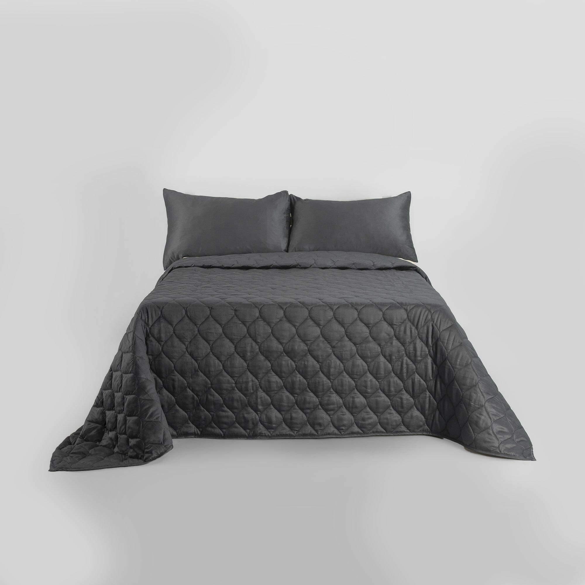 Charcoal Quilted Bedspread Set - THE LINEN COMPANY