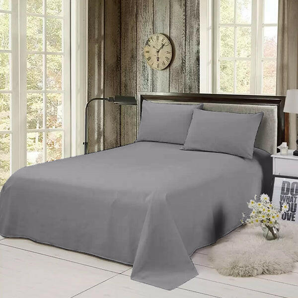 Grey Solid Bed Sheet Set - THE LINEN COMPANY