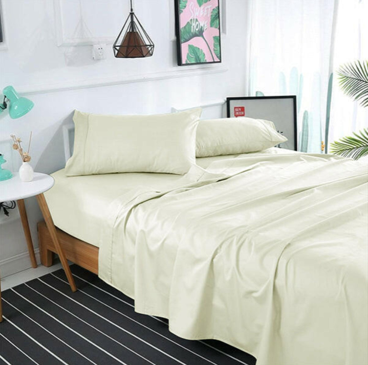 Ivory Solid Bed Sheet Set