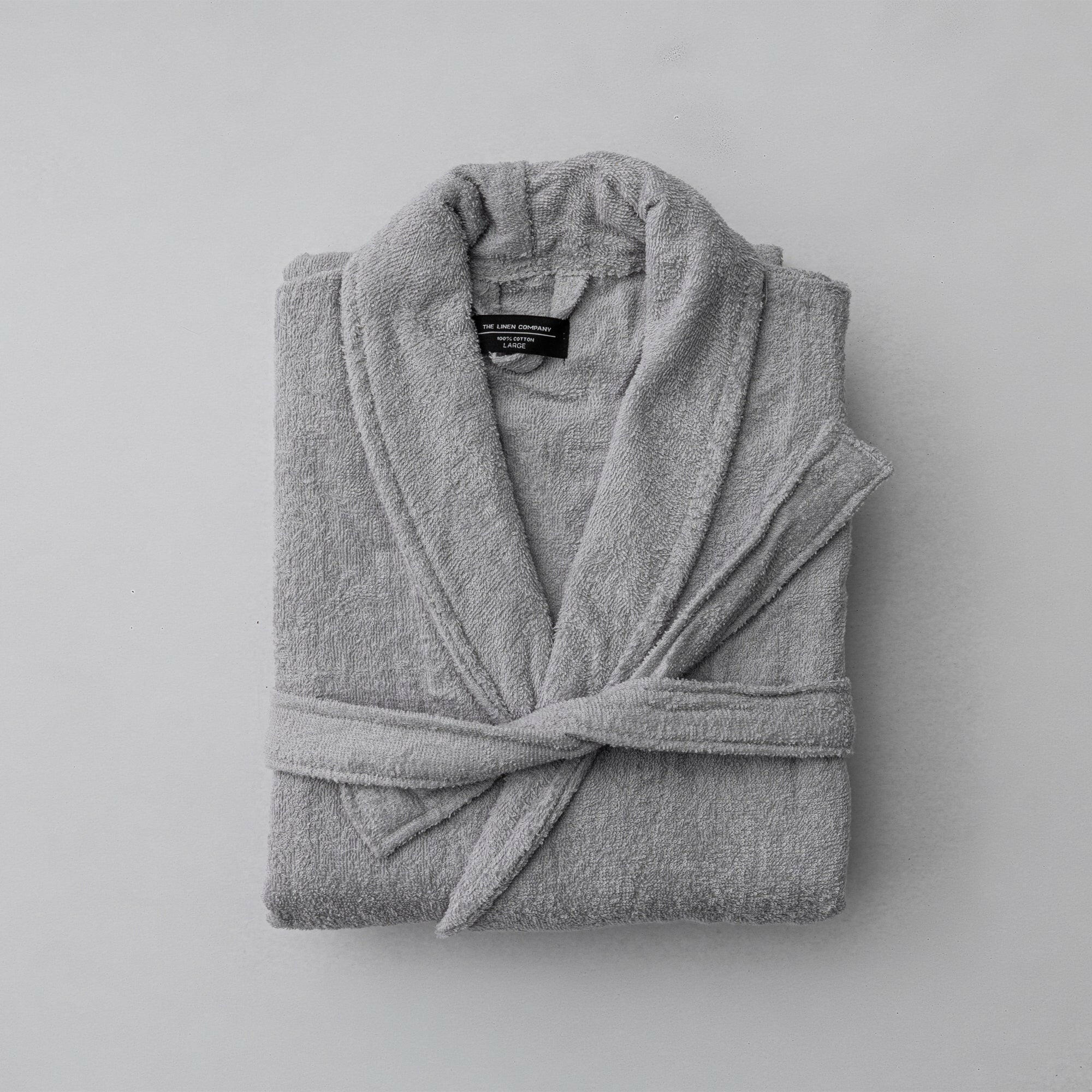 Light Grey Collared Bathrobe - THE LINEN COMPANY