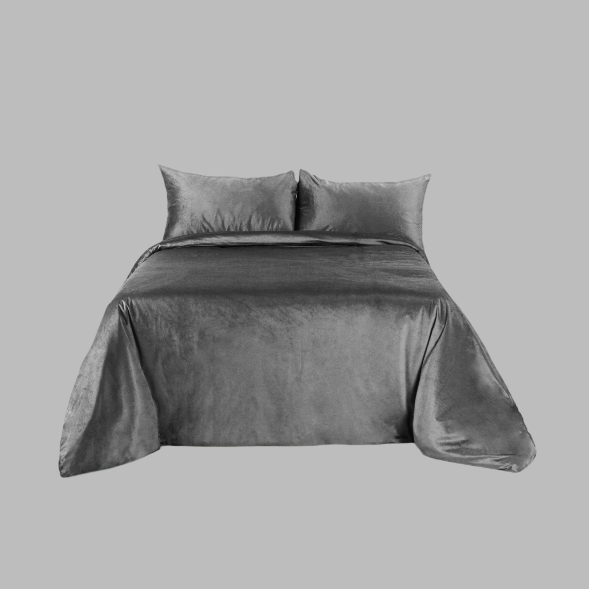 Mystic Grey Velvet Duvet Cover Set - THE LINEN COMPANY