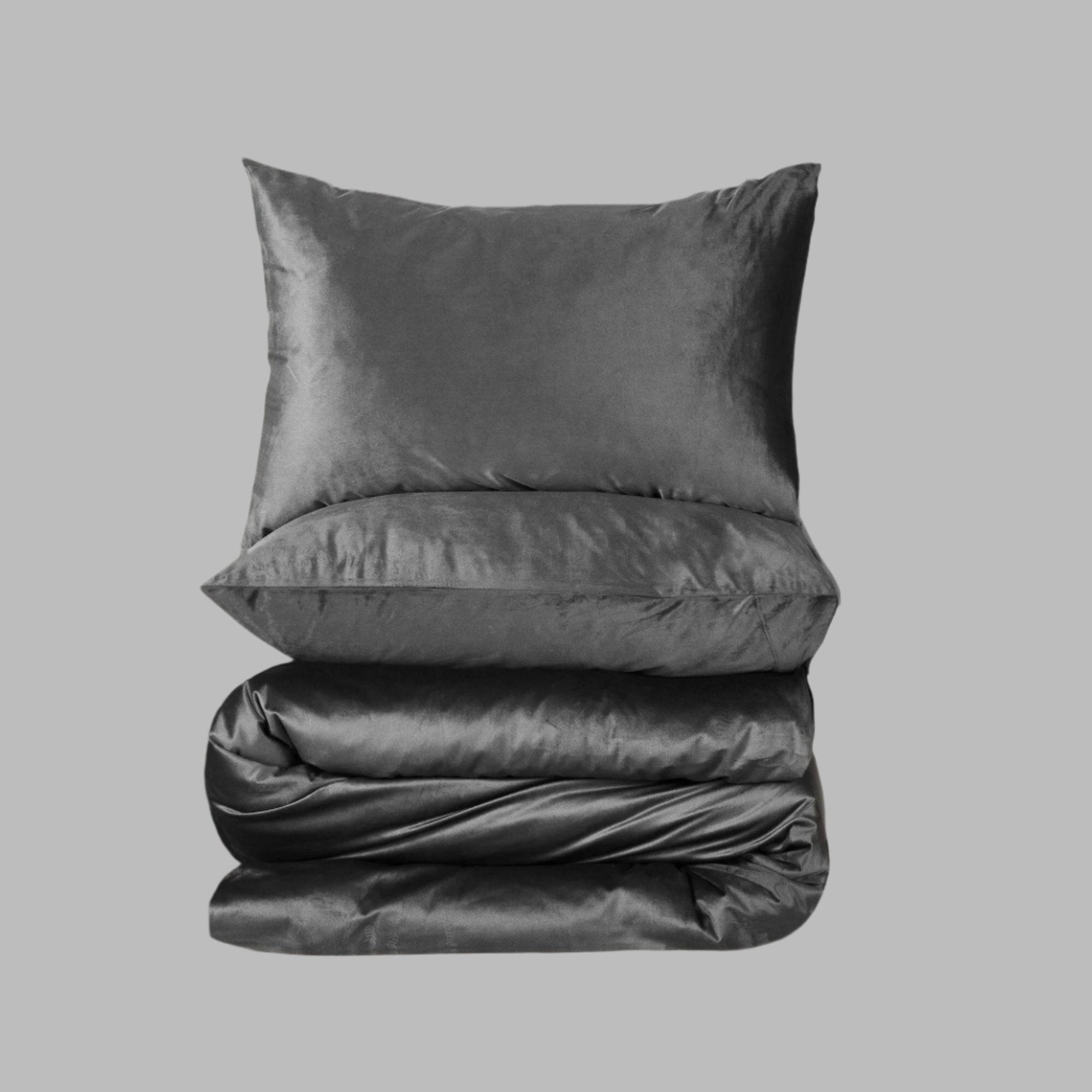 Mystic Grey Velvet Duvet Cover Set - THE LINEN COMPANY