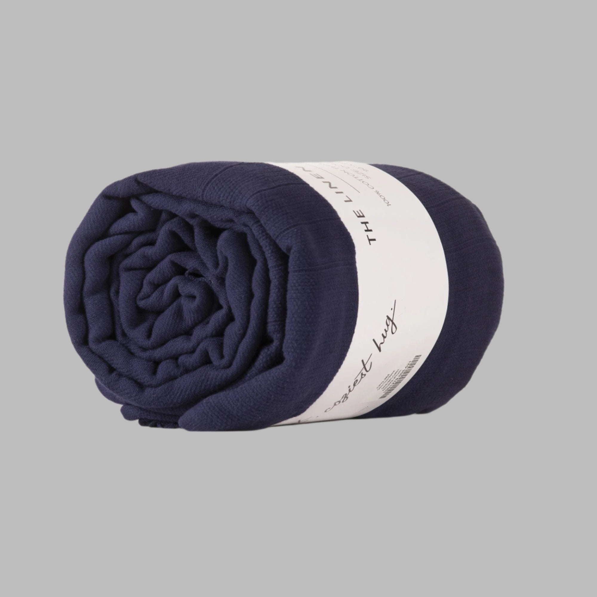 Navy Cotton Throw Blanket - THE LINEN COMPANY