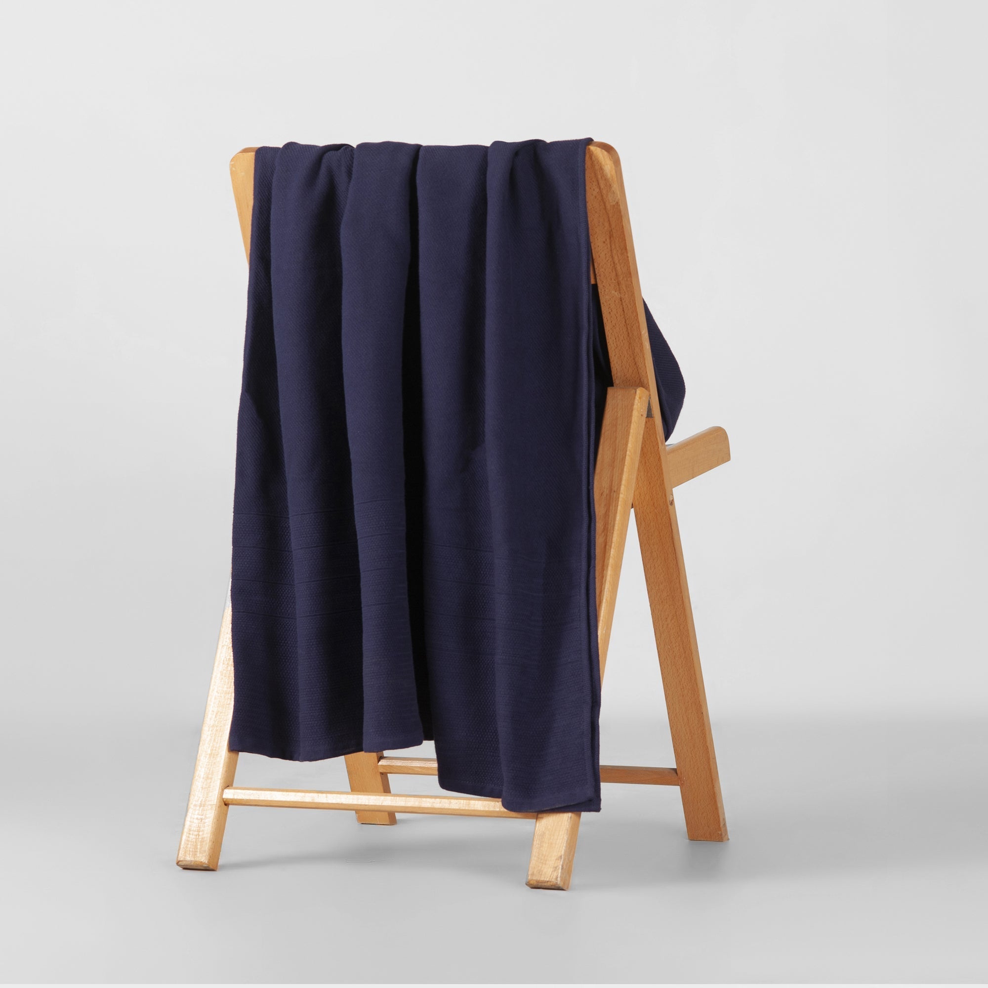 Navy Cotton Throw Blanket - THE LINEN COMPANY