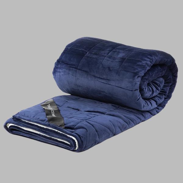 Navy Sherpa Weighted Blanket - THE LINEN COMPANY