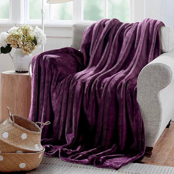 Plum Microfiber Plush Blanket