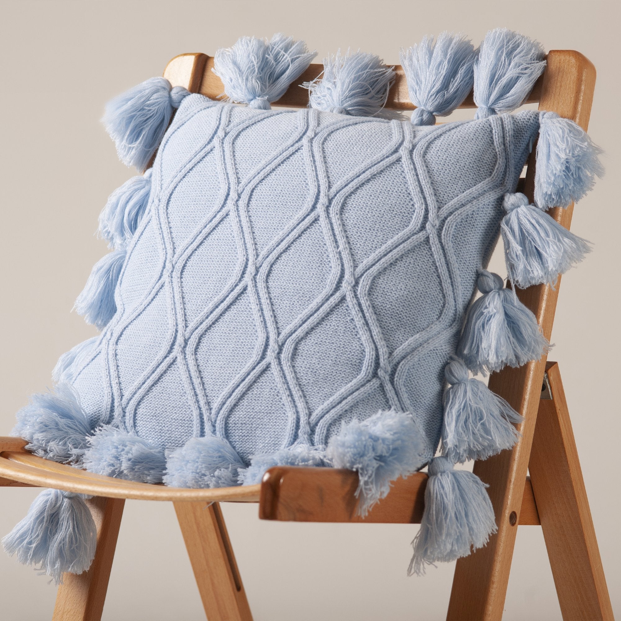 Sky Blue Cozy Knit Cushion Cover - THE LINEN COMPANY