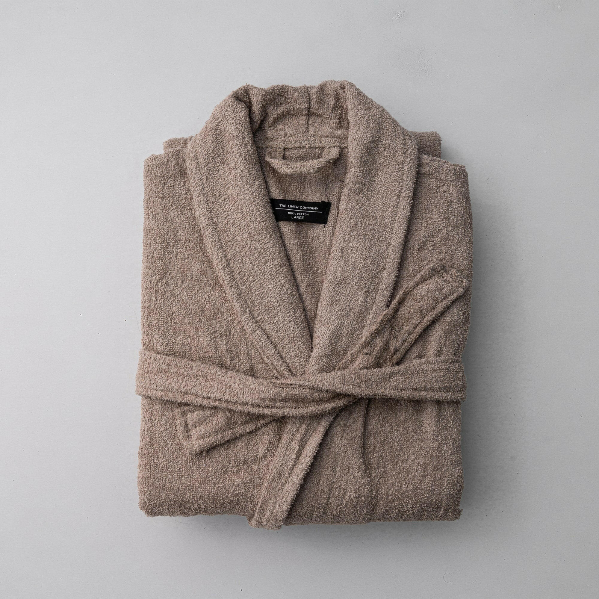 Taupe Collared Bathrobe - THE LINEN COMPANY