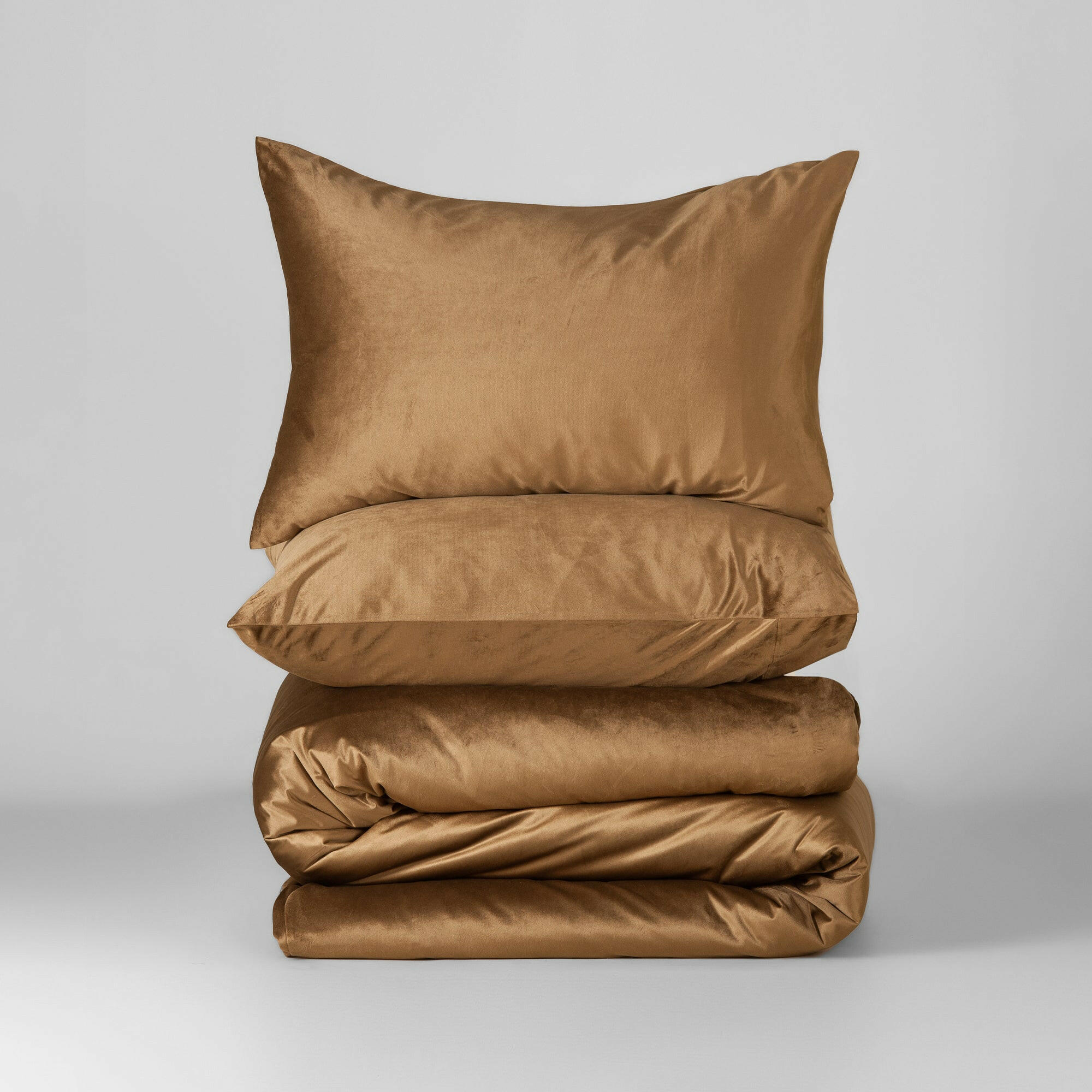 Walnut Brown Velvet Duvet Cover Set - THE LINEN COMPANY